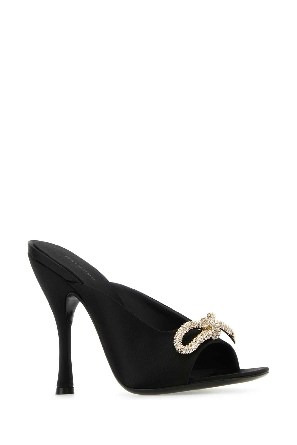 Salvatore Ferragamo Women Black Satin Mules - 2