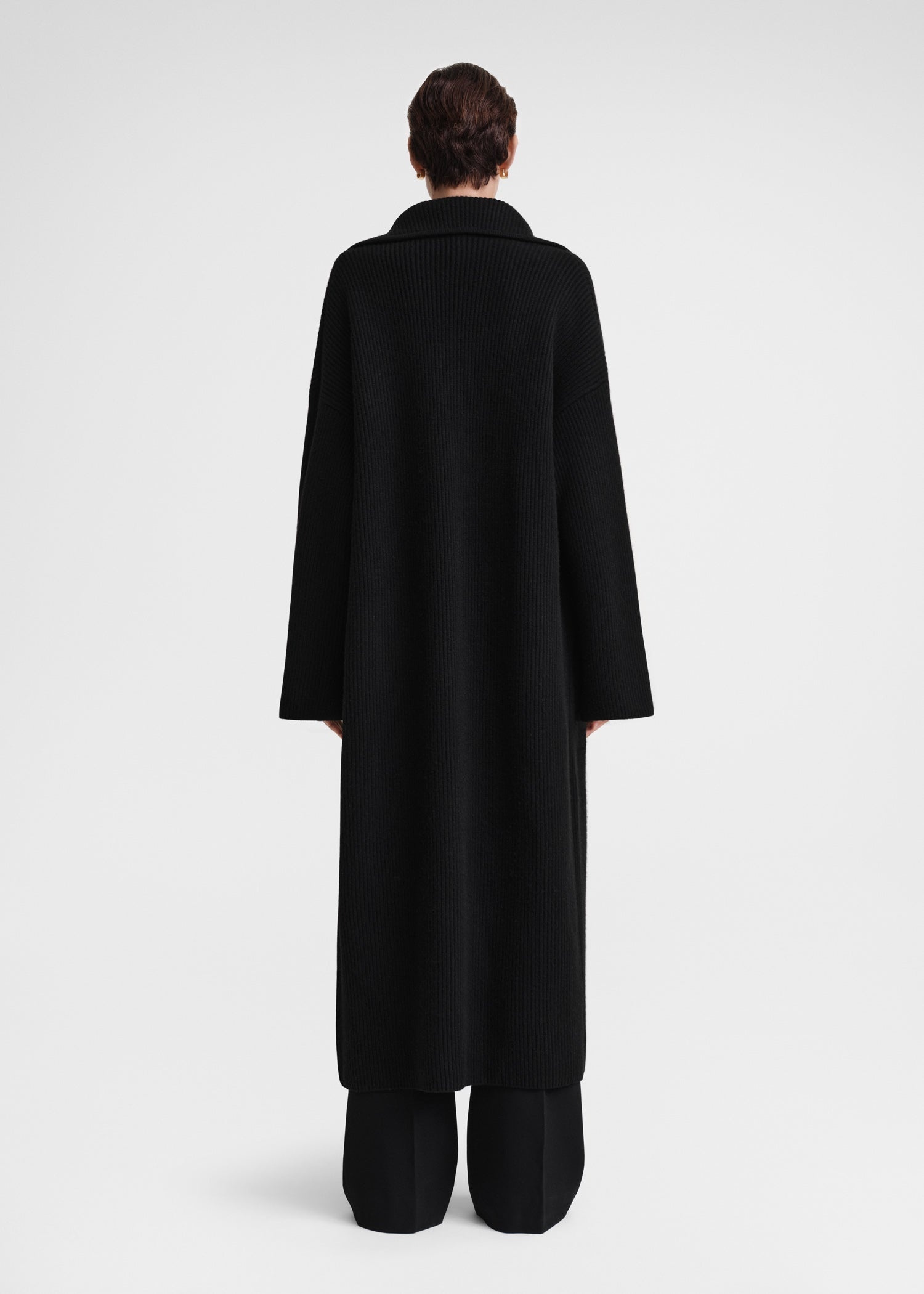 Rib-knit cardi coat black - 4