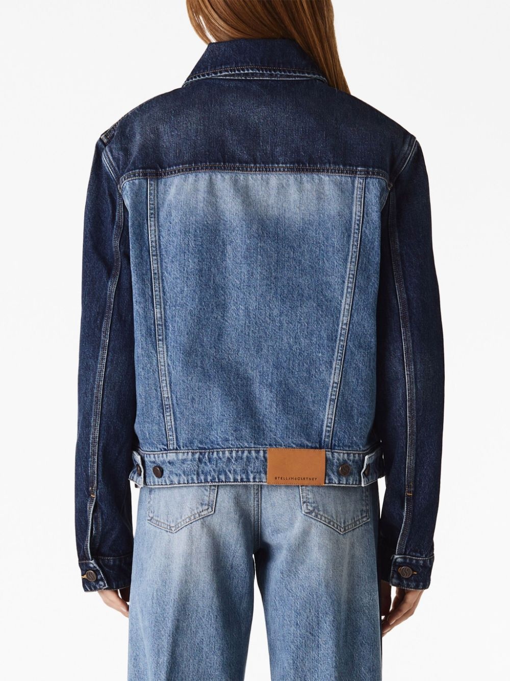 button-down panelled denim jacket - 4