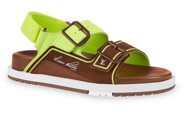 LOUIS VUITTON x NBA Trainer Sandals 'Brown Neon Green' 1A8ZNH - 2