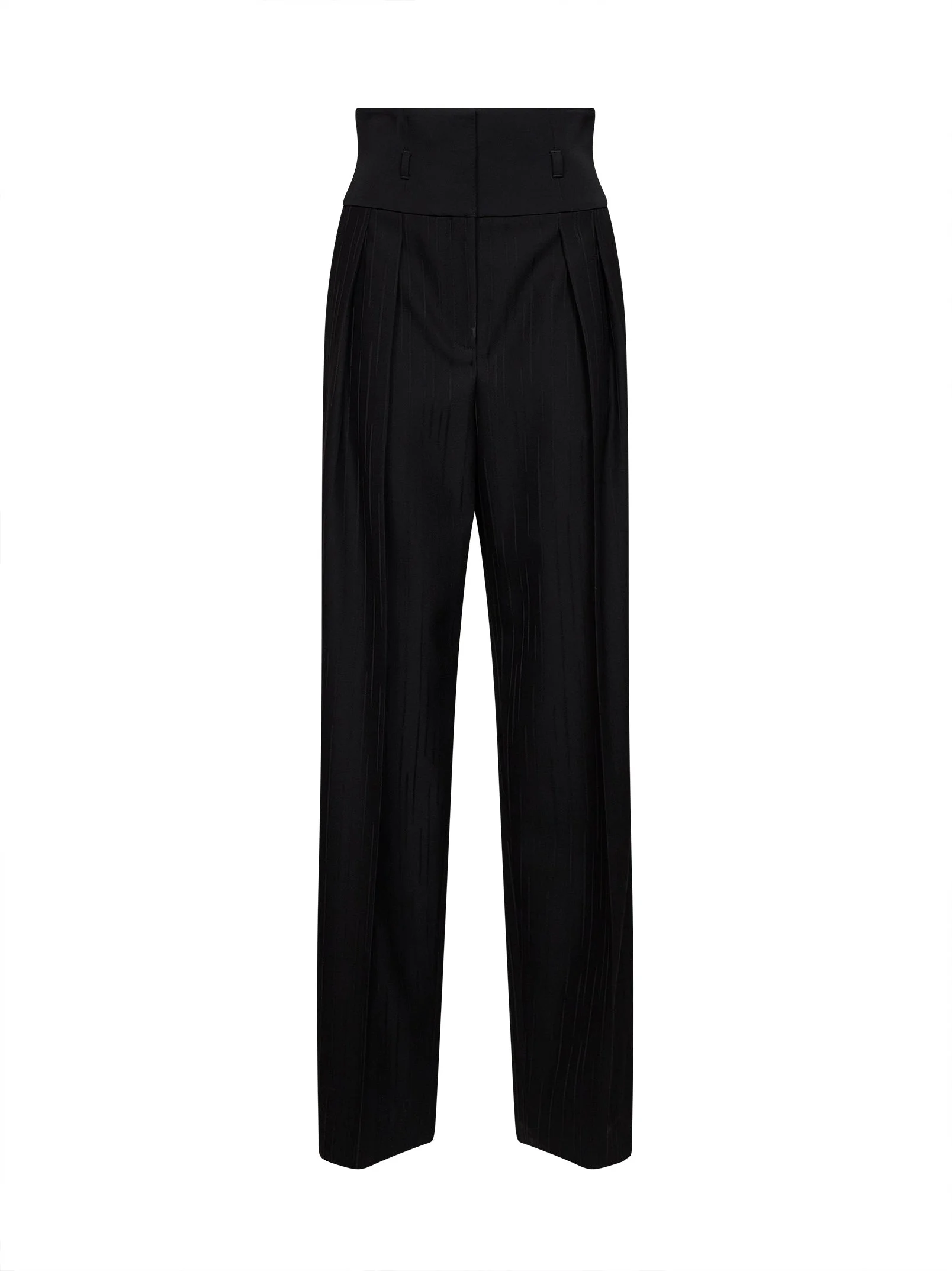 Black striped wool jacquard trousers with basque - 1