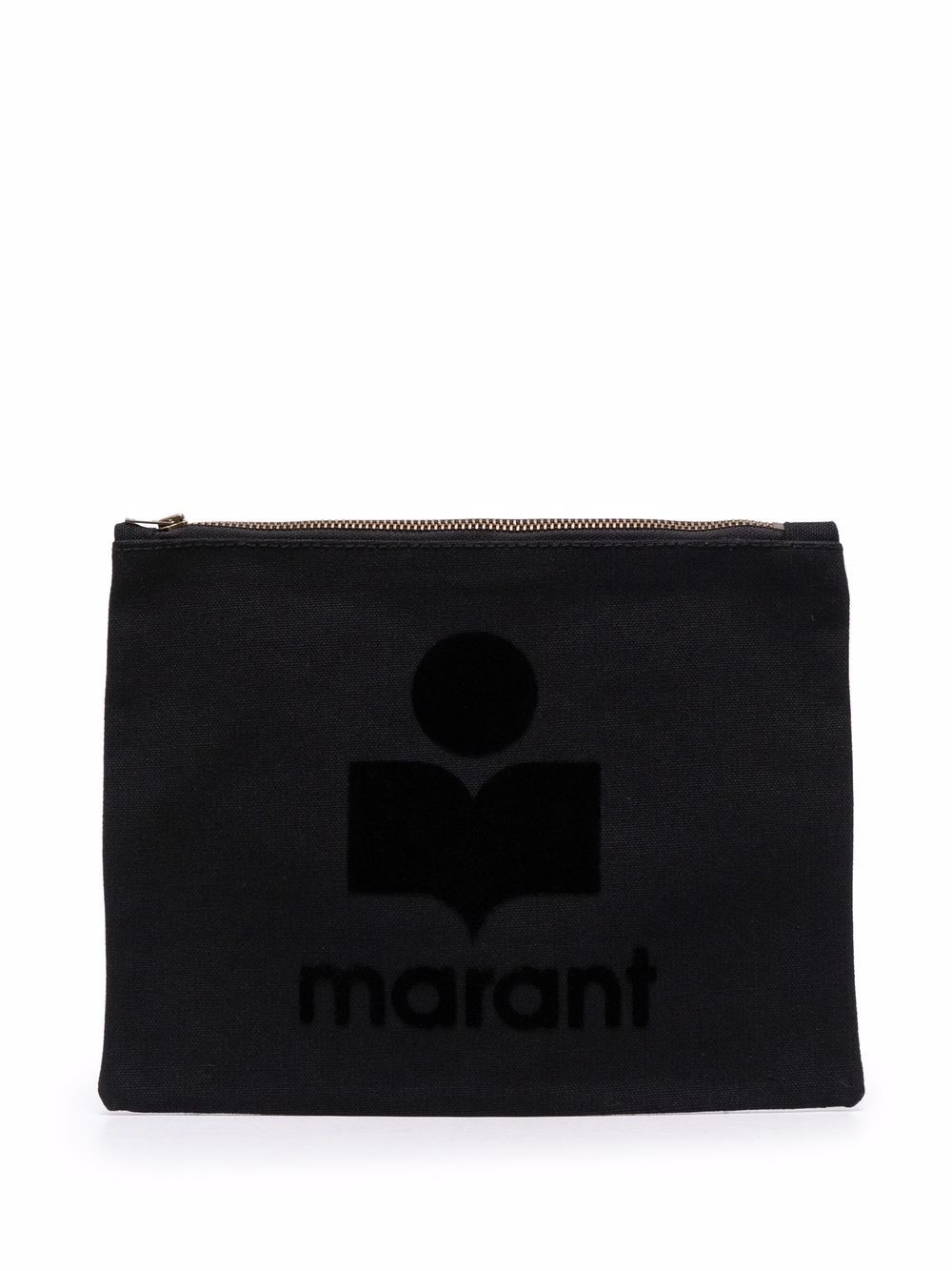 logo-print textured clutch bag - 1