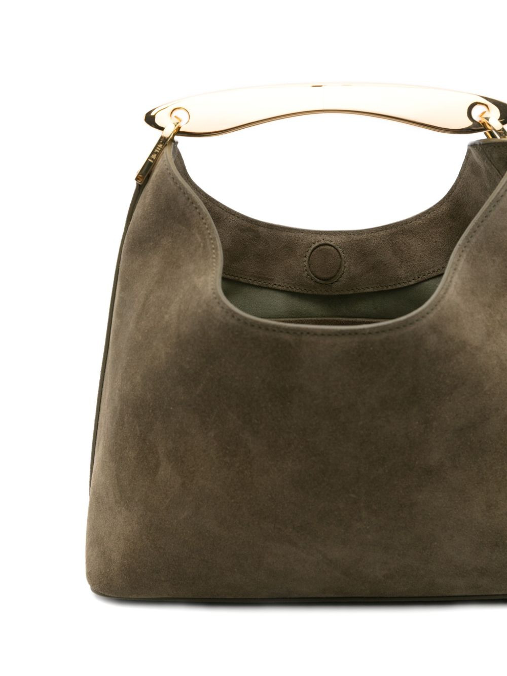 Boomerang curved-handle suede tote bag - 5