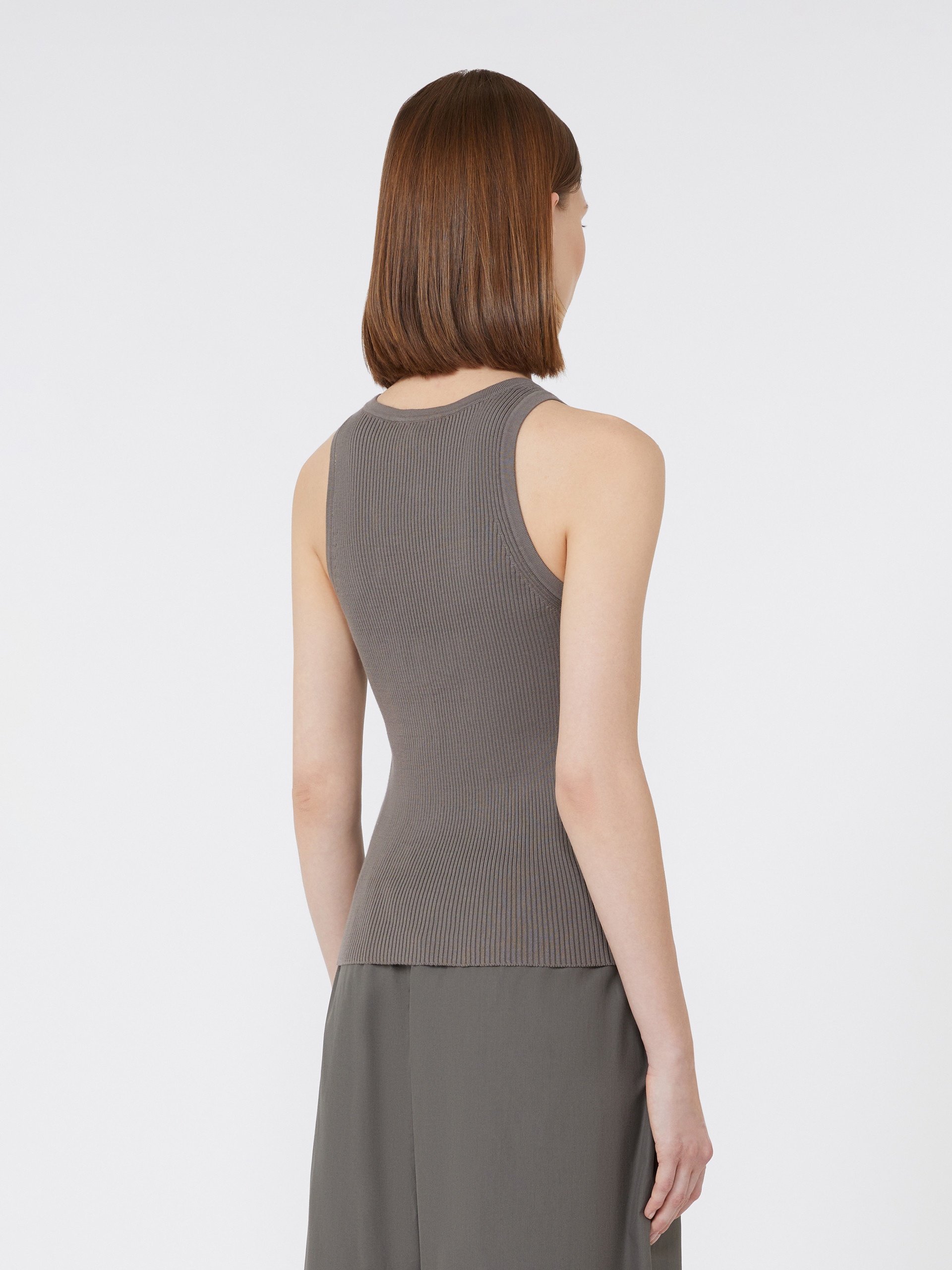 AMBURGO Rib-knit cotton top - 4