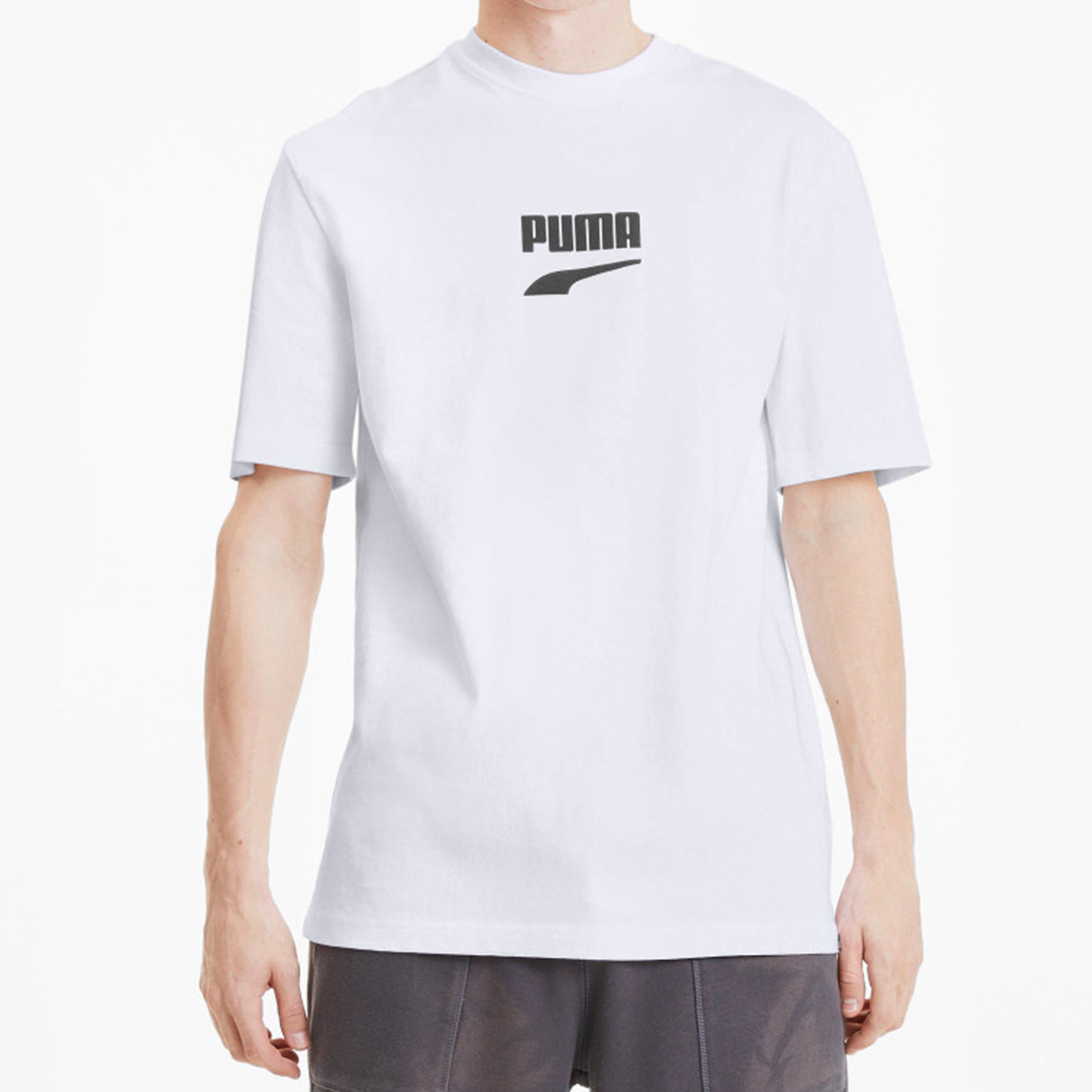 PUMA Downtown Classical Logo Short Sleeve TEE Men White 597348-52 - 3