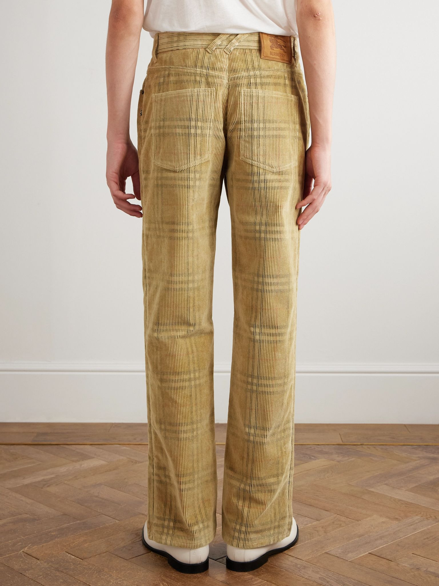 Straight-Leg Checked Cotton-Corduroy Trousers Sand - 4