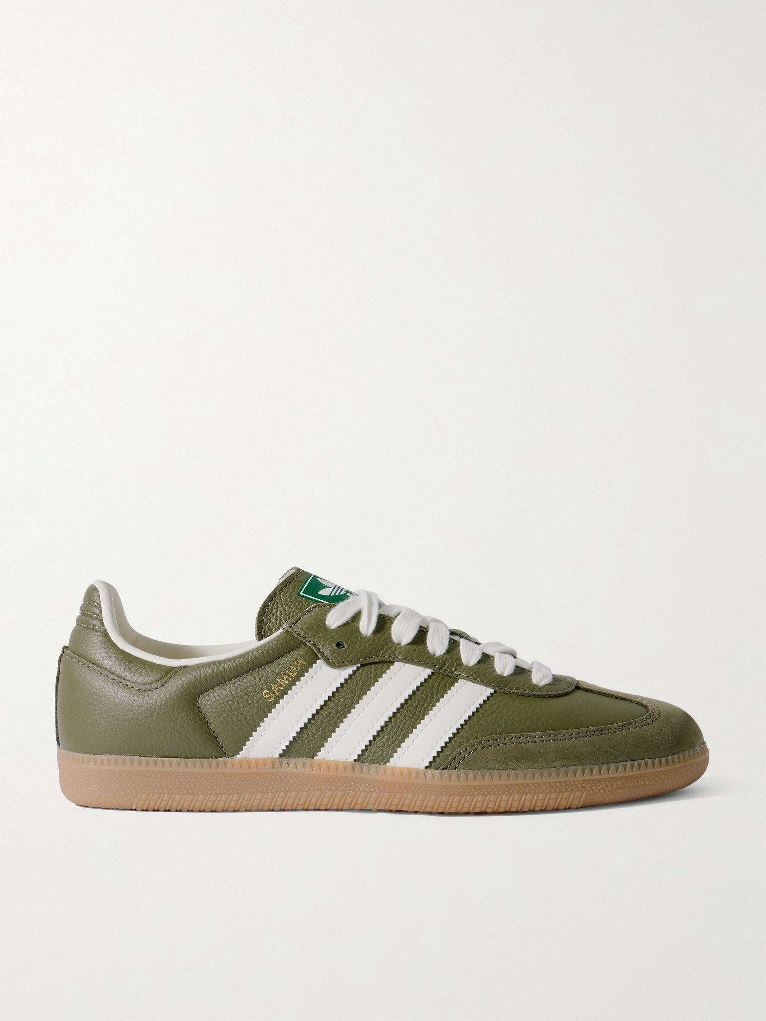 Samba OG Nubuck-Trimmed Full-Grain Leather Sneakers Green - 1