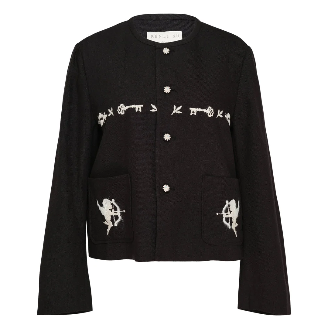 Embroidered Crewneck Jacket - 1