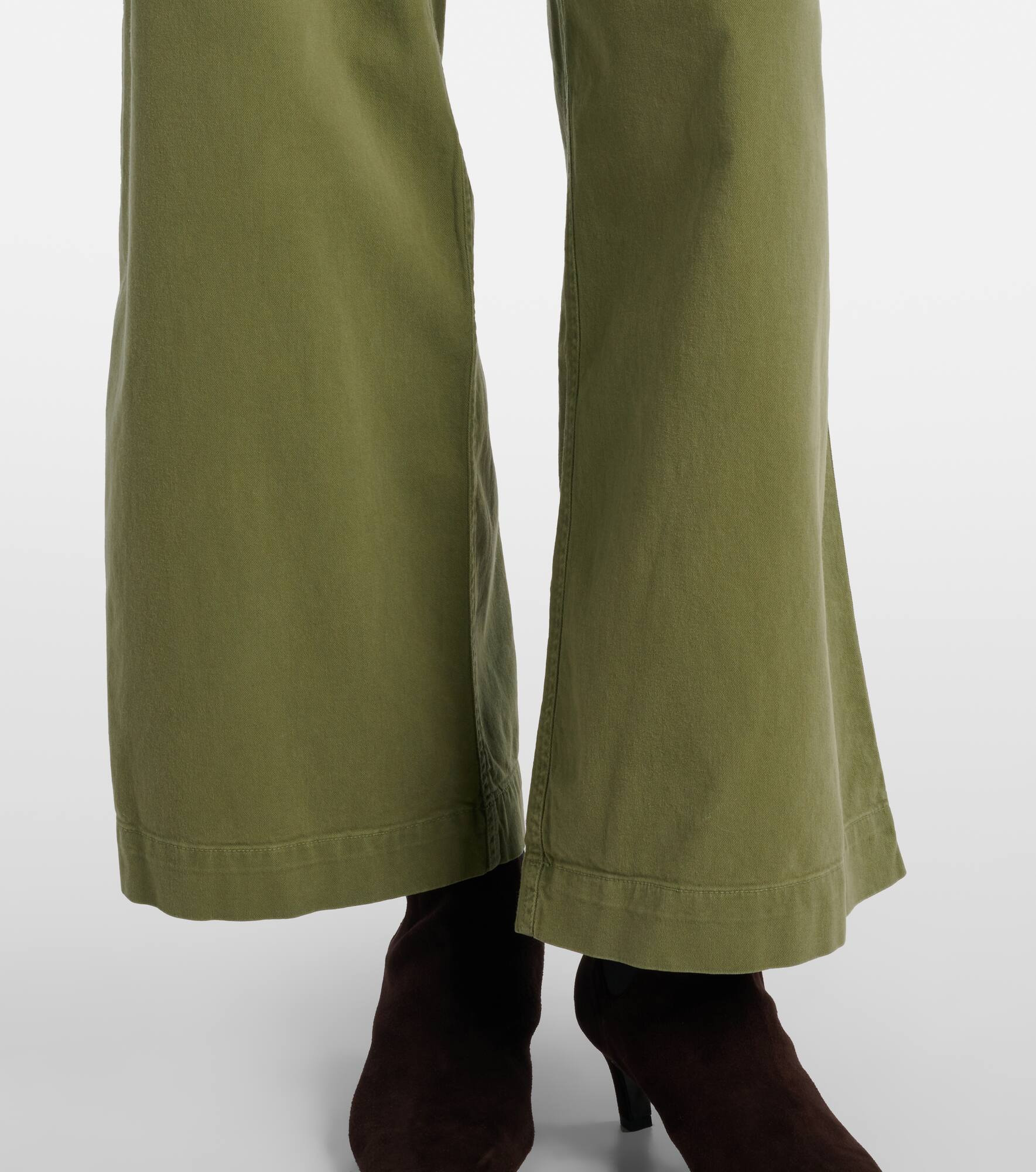 Leon mid-rise cotton twill wide-leg pants - 5