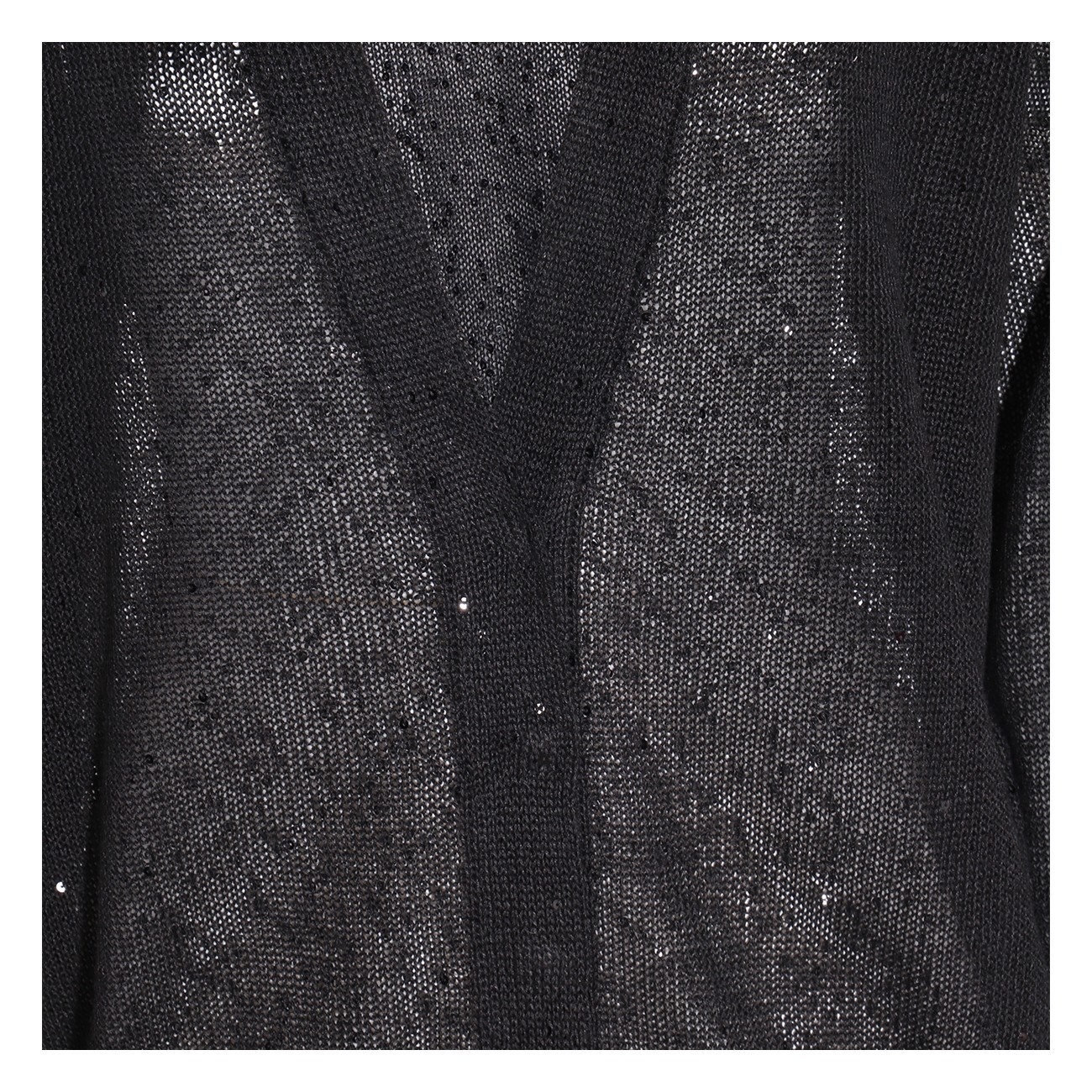 black linen-silk blend cardigan - 3