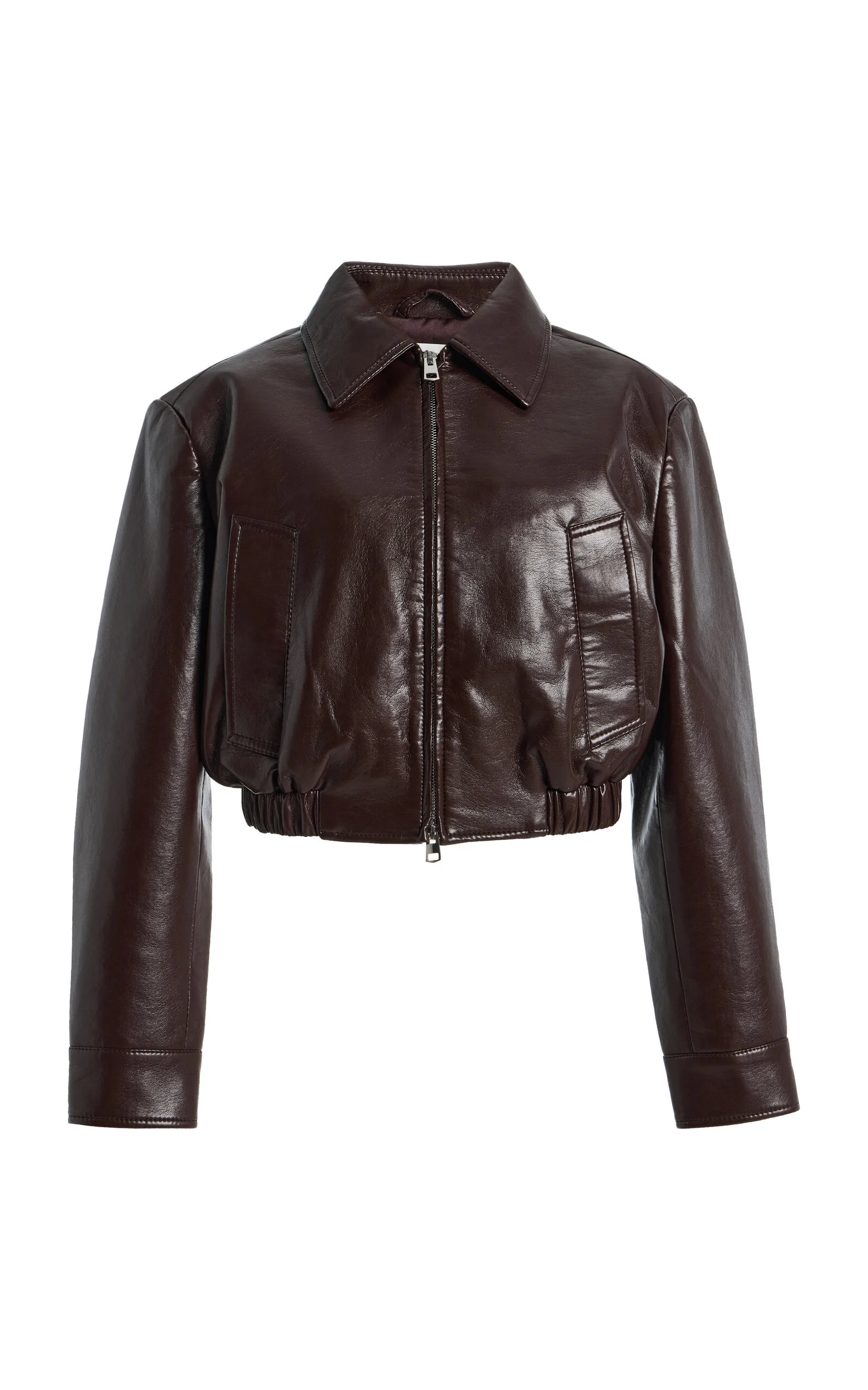 Nahla Cropped Leather-Blend Jacket - 1