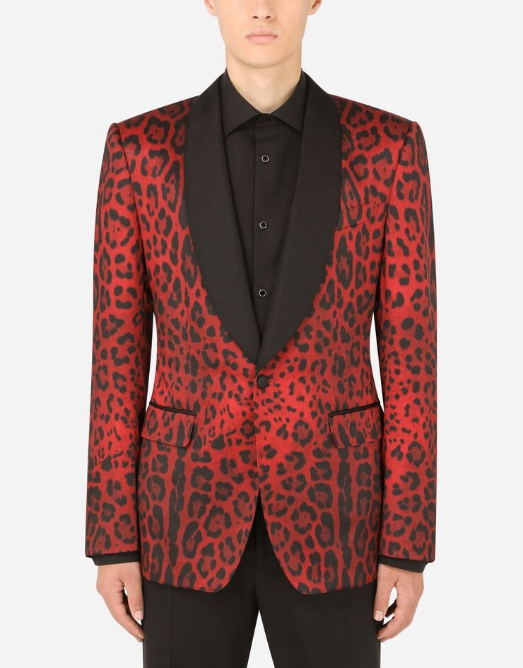 Leopard-print satin Sicilia-fit tuxedo jacket - 1