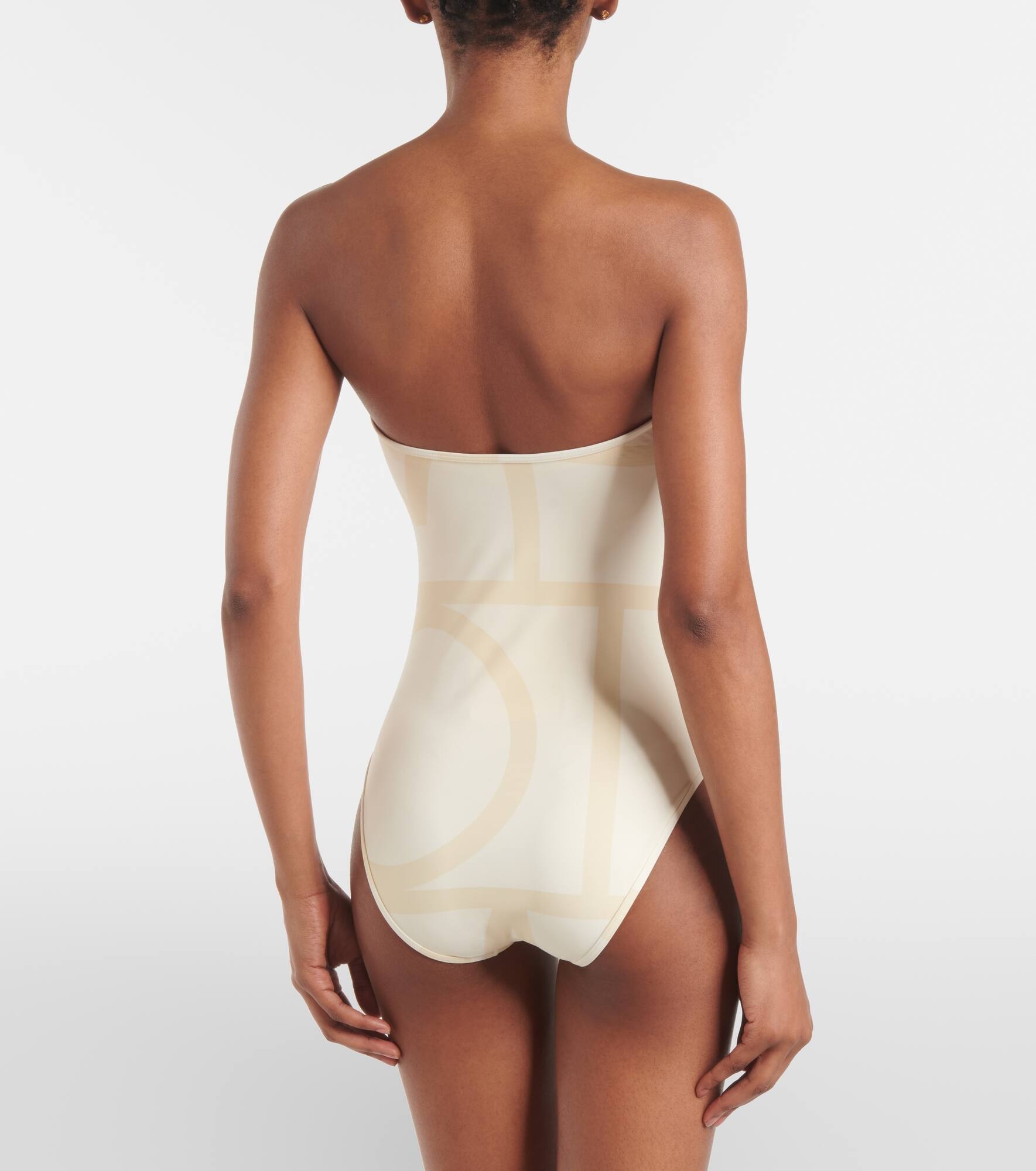 Monogram strapless jersey swimsuit - 3