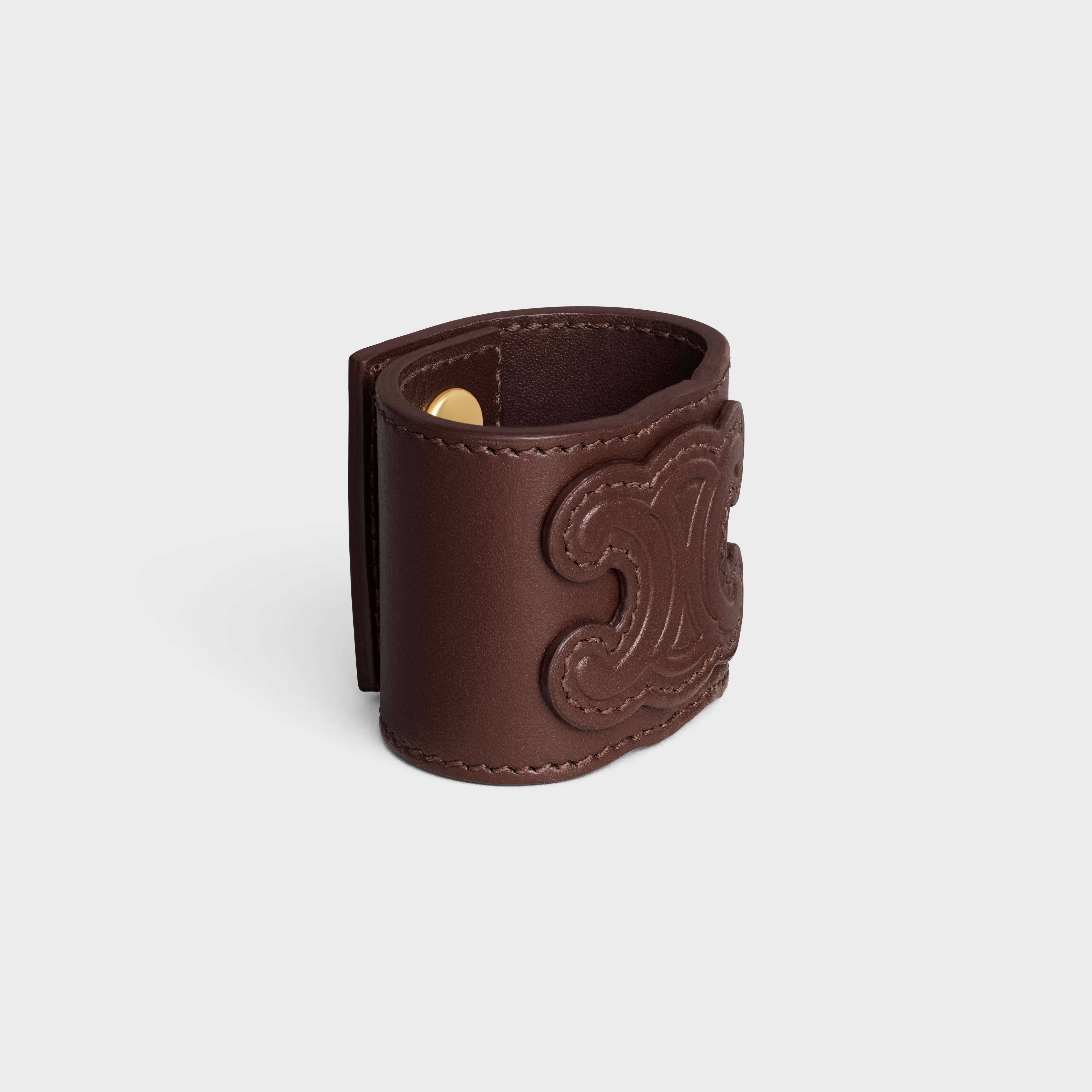 Triomphe Hair Cuff in Calfskin and Brass with Gold Finish - 2