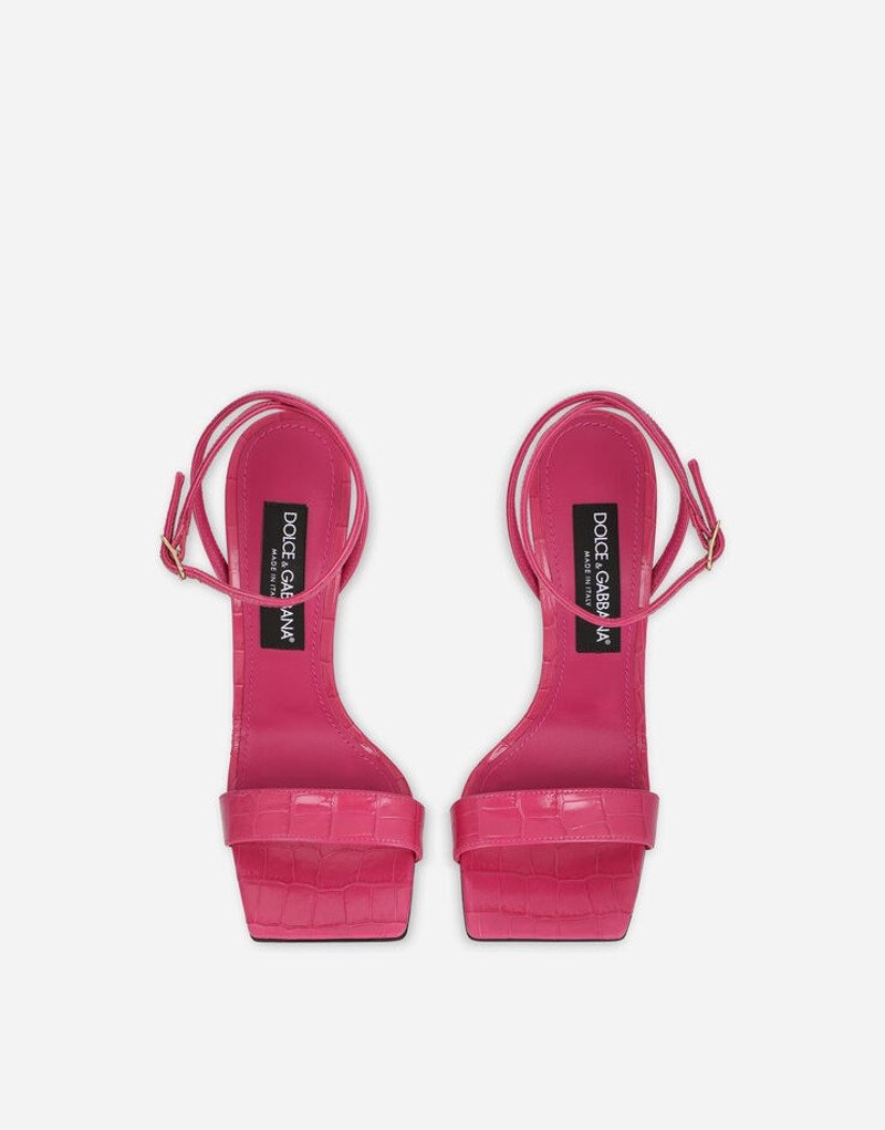 Crocodile-print calfskin sandals with DG pop heel 4