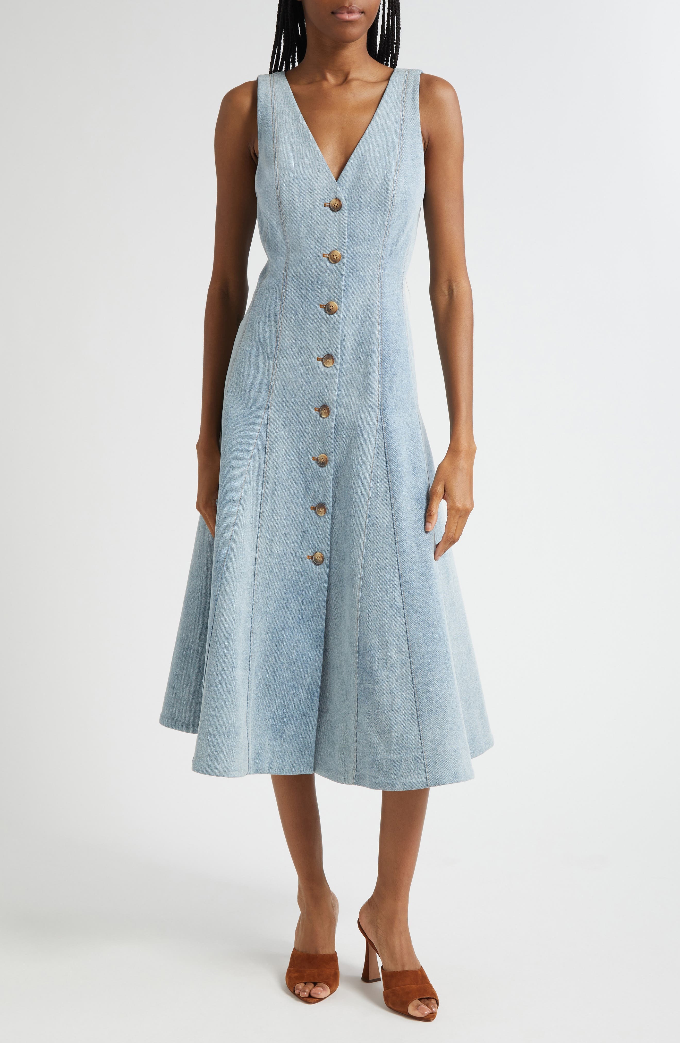 Veronica Beard Lou A-Line Denim Dress in Blue Mirage at Nordstrom - 1