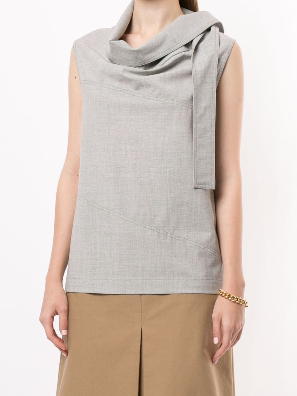 neck-scarf cowl top - 3