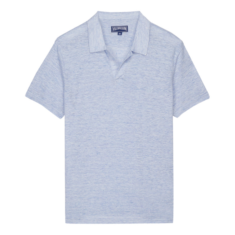 Men Linen Jersey Polo Shirt Solid 1