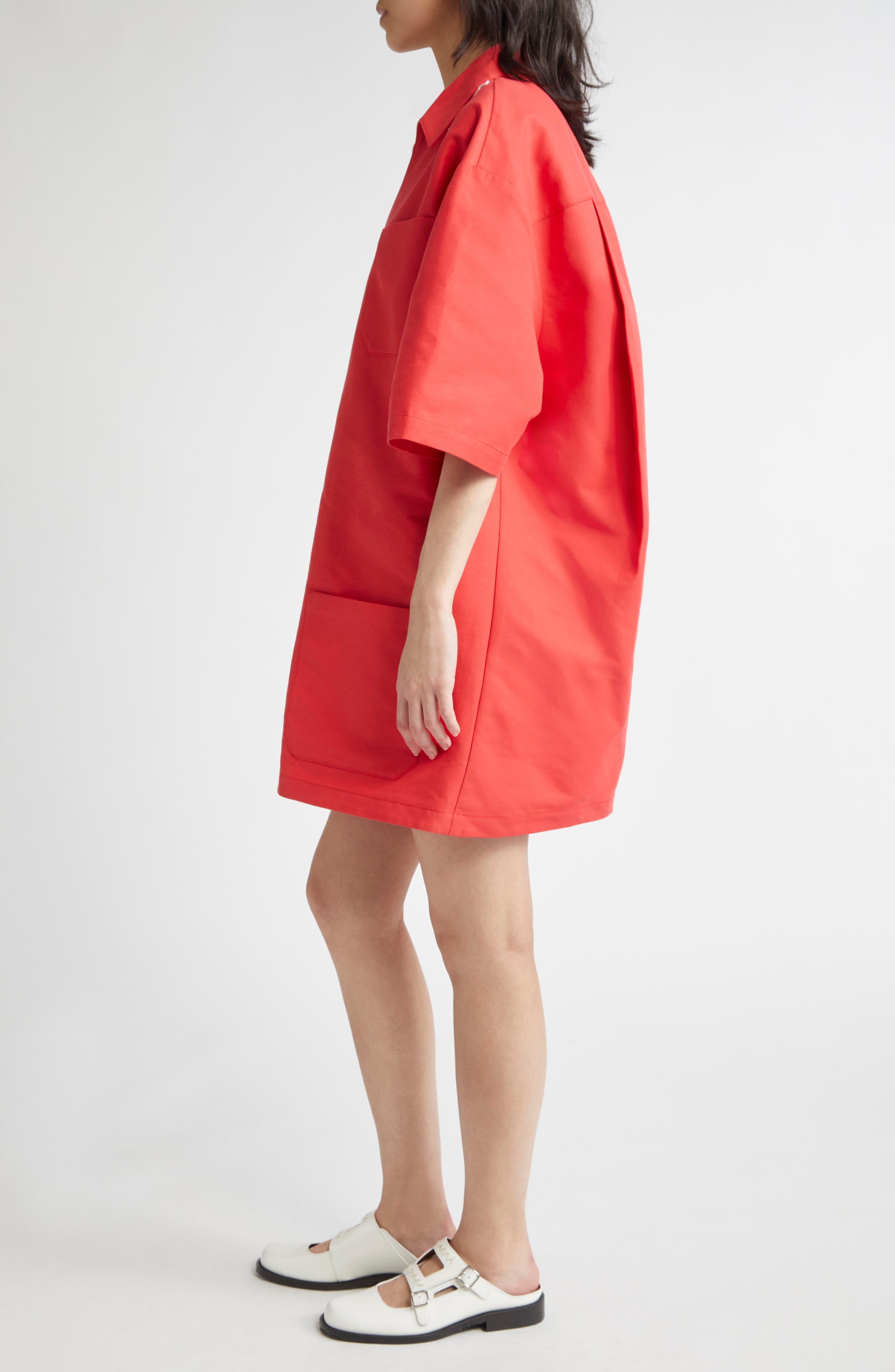 Marni Embroidered Logo Boxy Minidress in Crimson at Nordstrom - 3