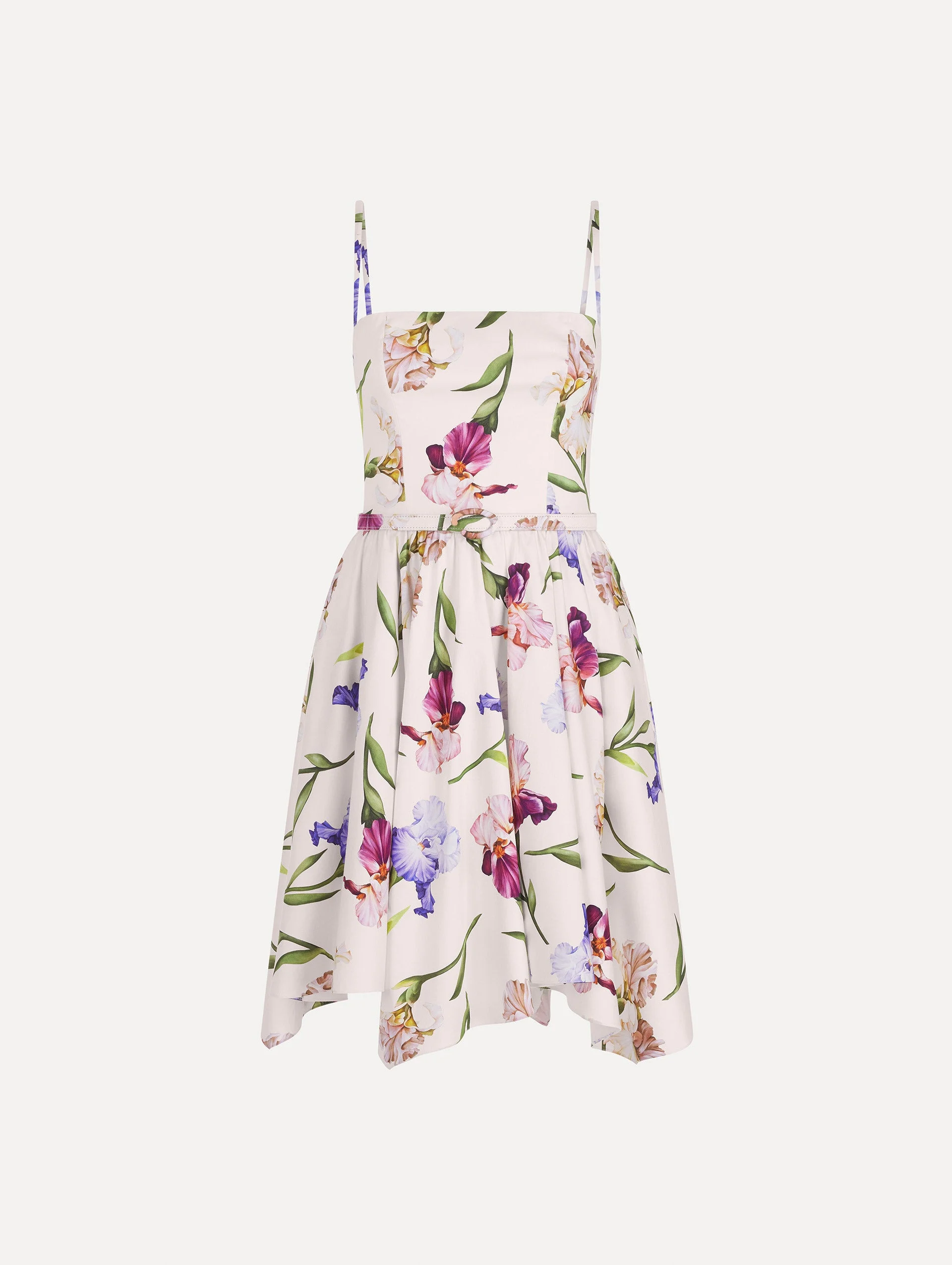 SLEEVLESS IRIS FLOWERS POPLIN DAY DRESS - 1