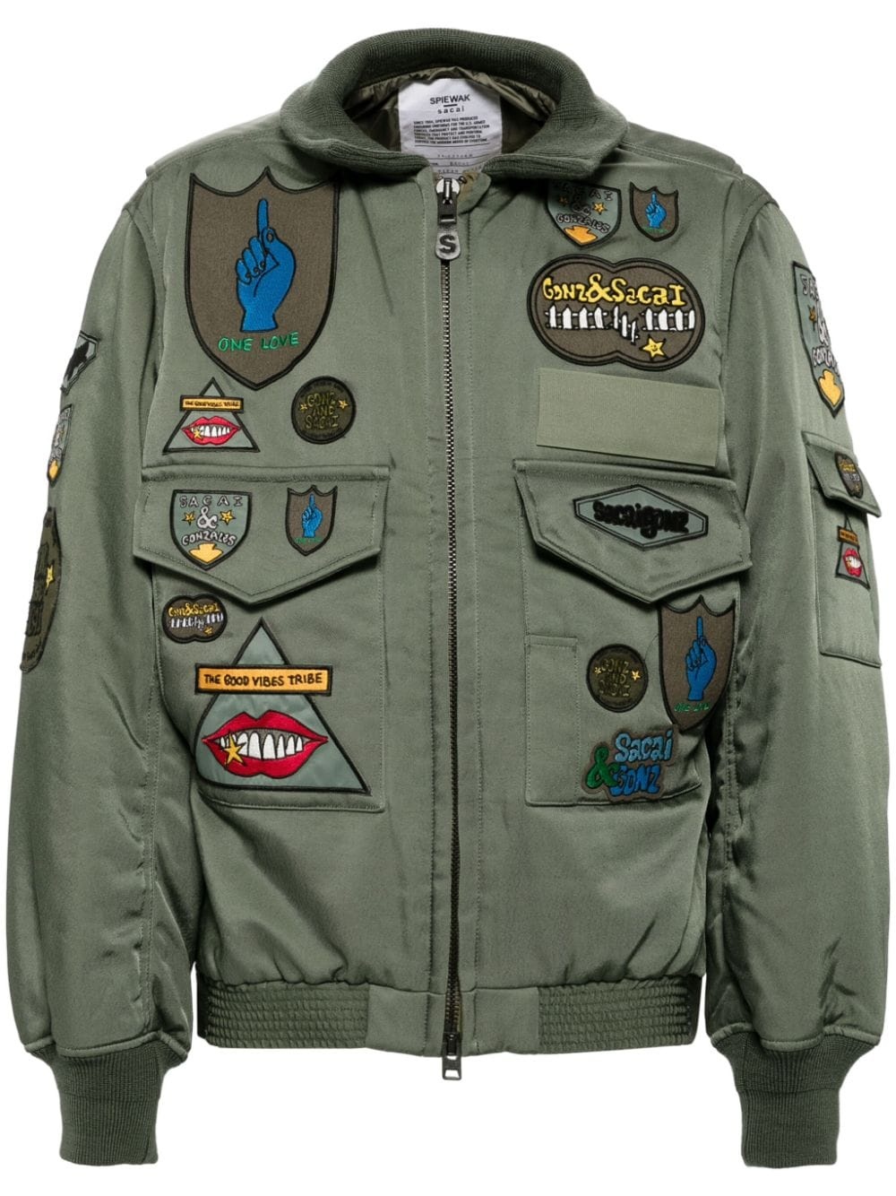 logo patched bomber jacket - 1