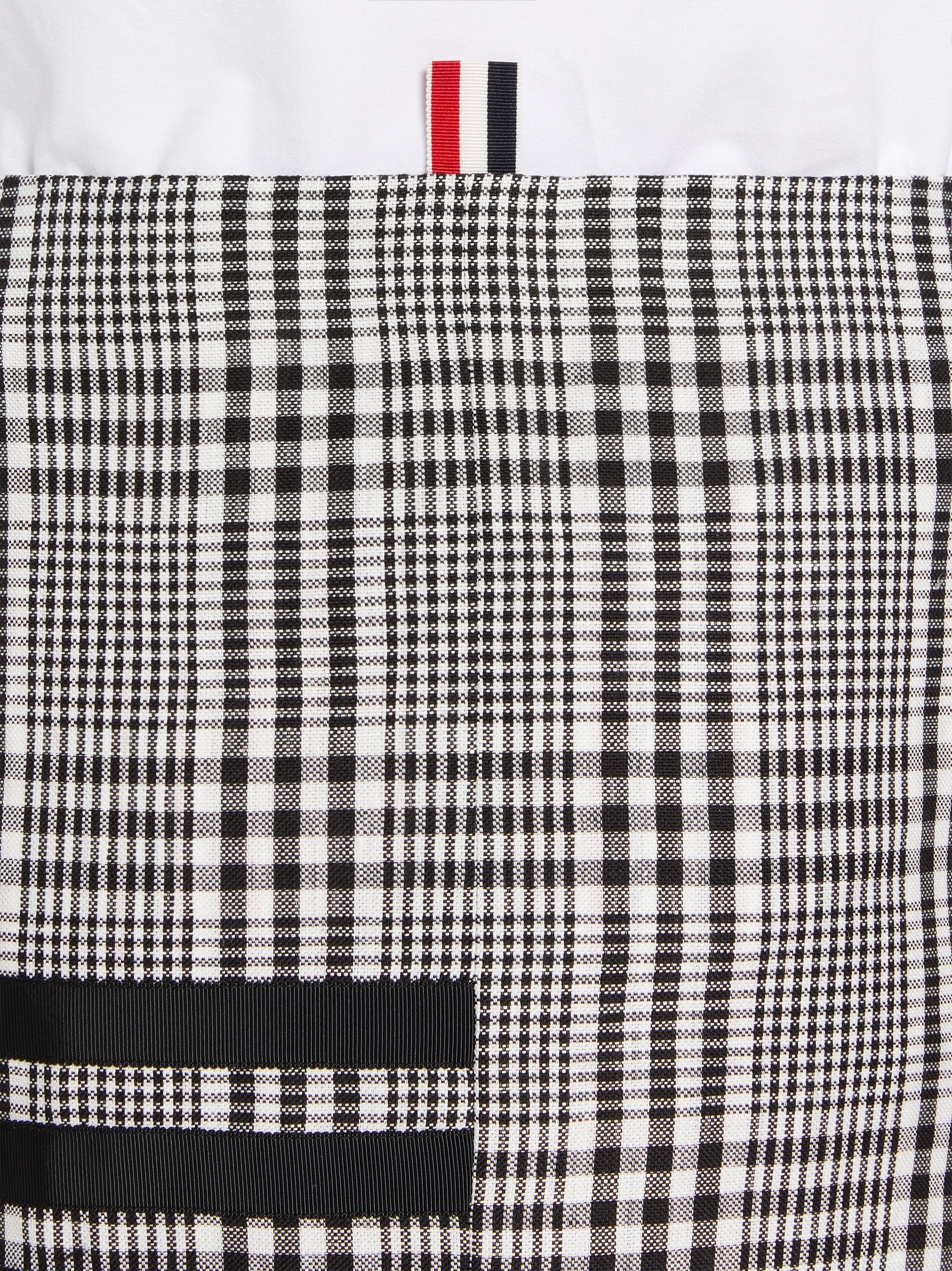 Black and White Gingham Crispy Linen 4-Bar Low Rise Button Front Ankle Length Cardigan Skirt - 6