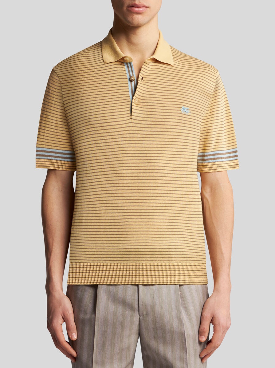 STRIPED KNIT POLO SHIRT WITH PEGASO DETAIL - 2