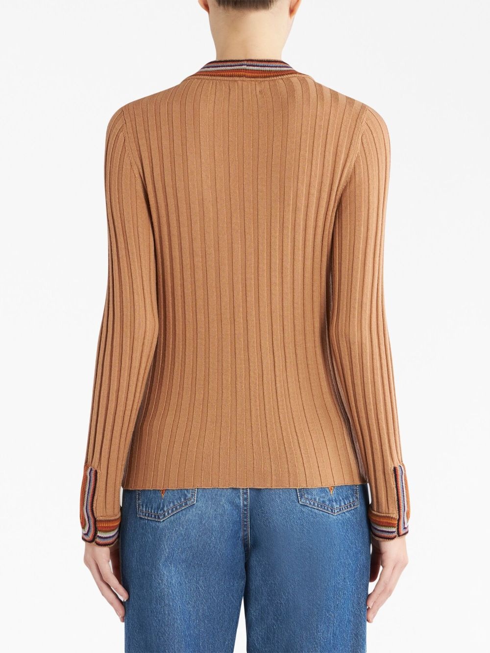ribbed-knit V-neck cardigan - 3