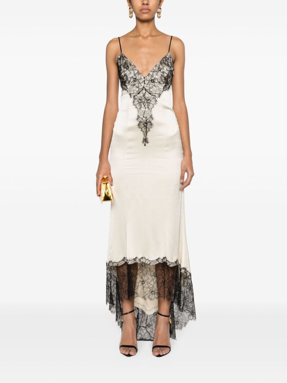 Balmain lace-trim satin maxi dress | REVERSIBLE