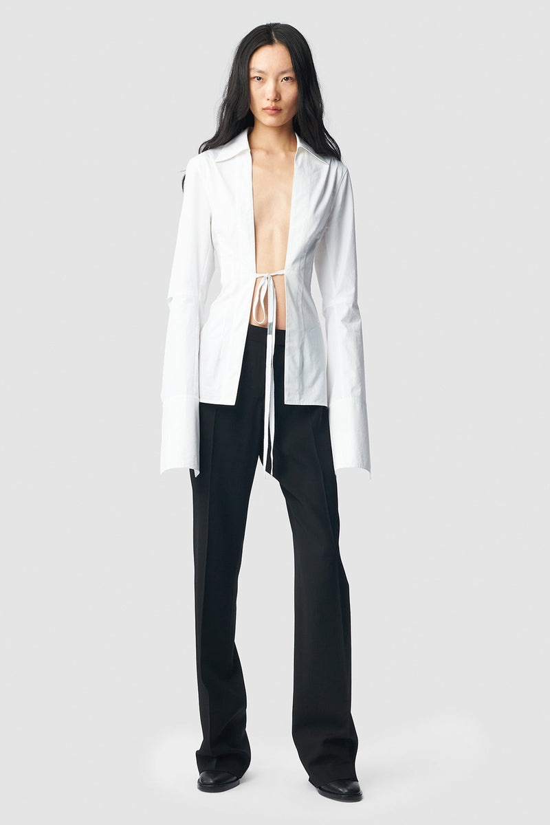 Tシャツ・カットソー Ann Demeulemeester LINSEY OPEN FRONT FITTED SHIRT Ann Demeulemeester Linsey Open Front Fitted Shirt | REVERSIBLE