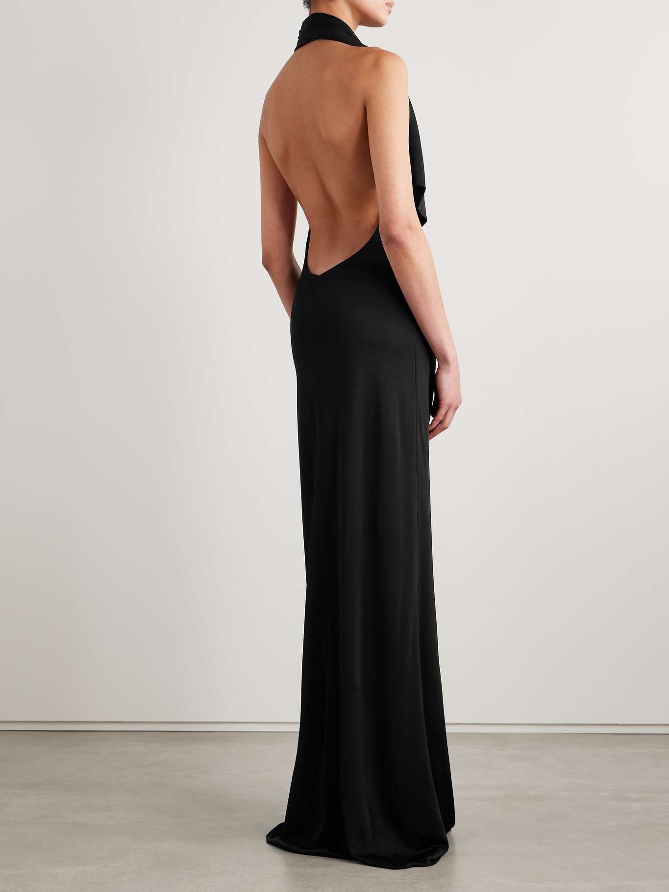 Roza draped jersey halterneck maxi dress Black - 3