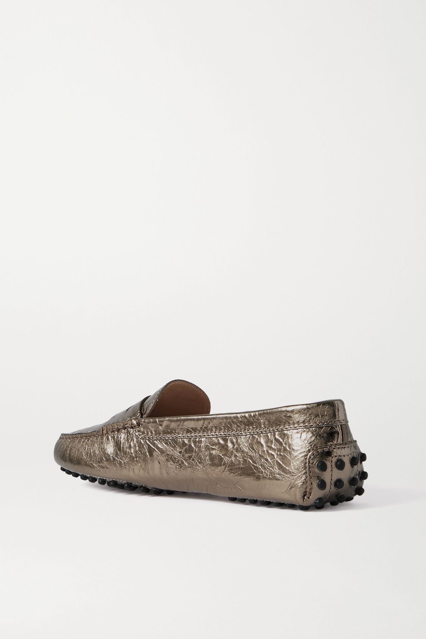 Gommino metallic cracked-leather loafers - 3