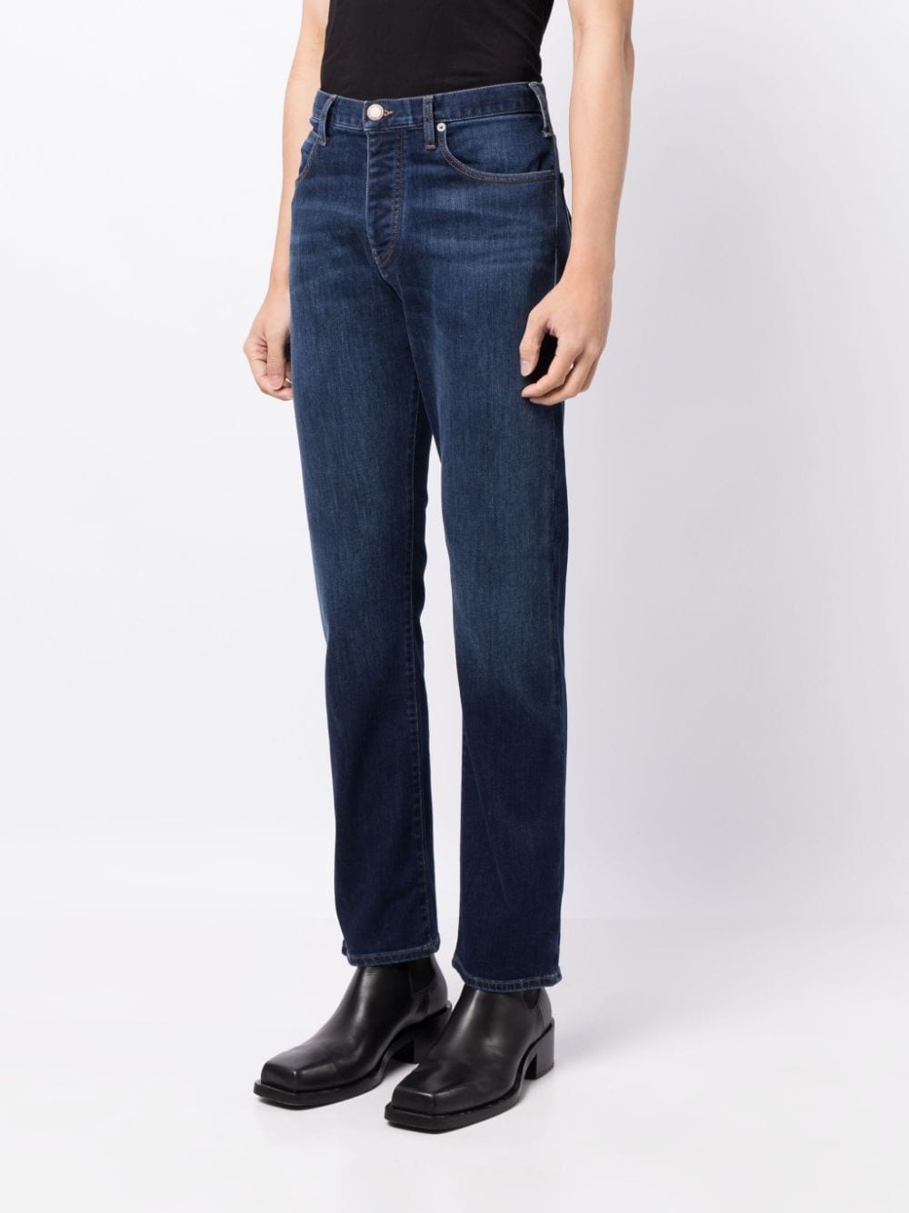 logo-patch cotton tapered jeans - 3