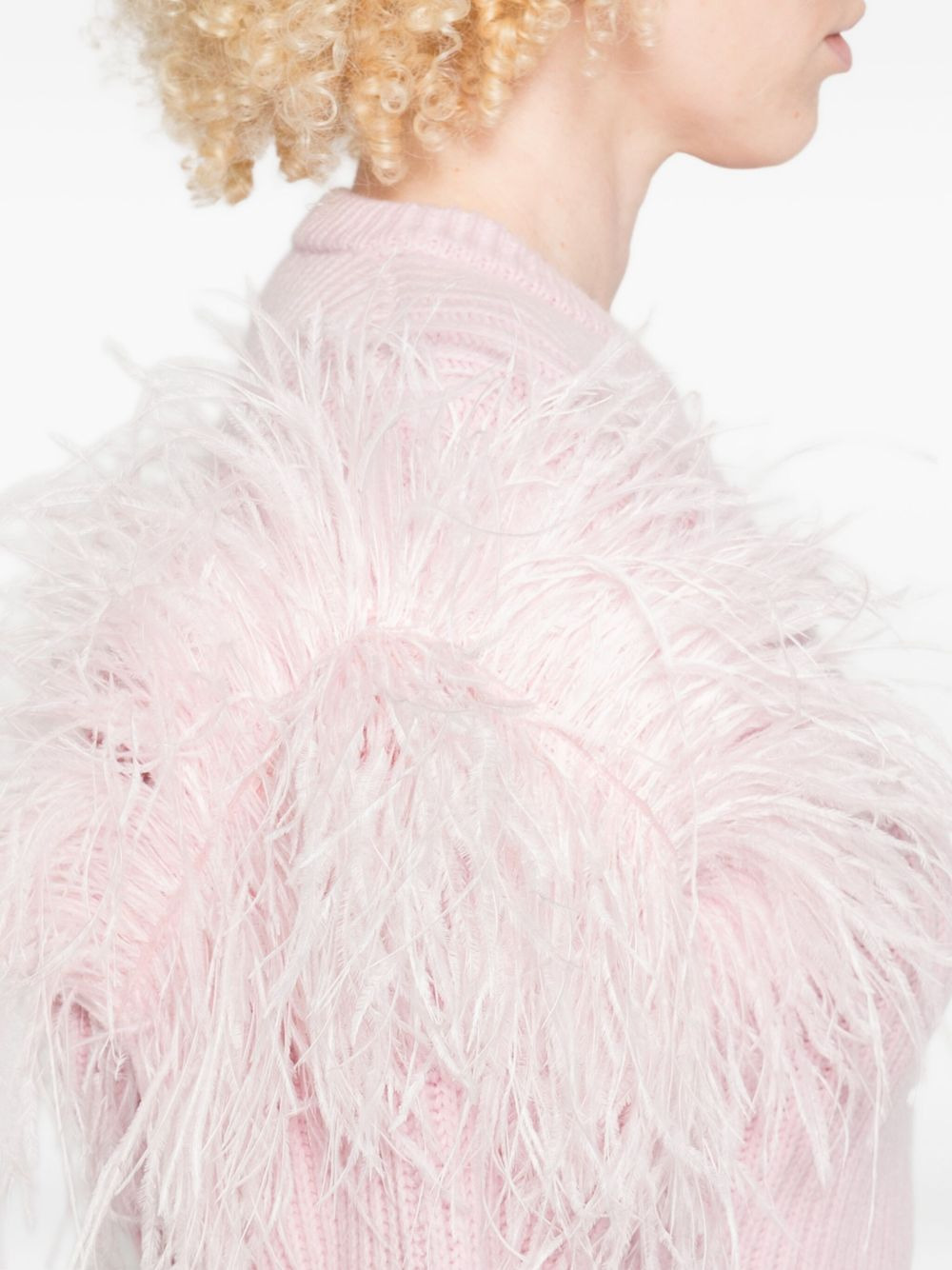 feather-detail ribbed sweater - 5