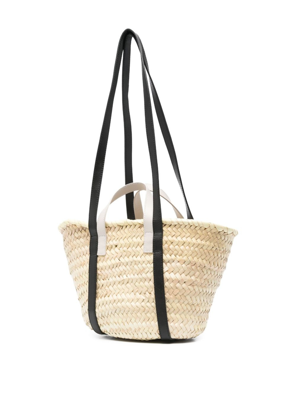medium raffia leather-pocket tote bag - 3