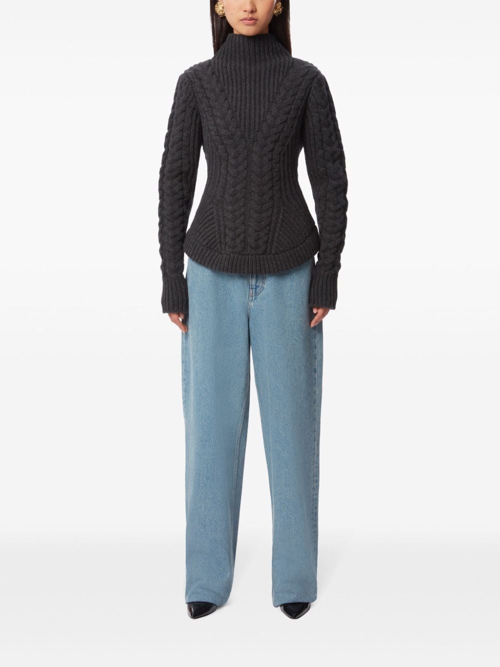 cable-knit wool-blend jumper - 2