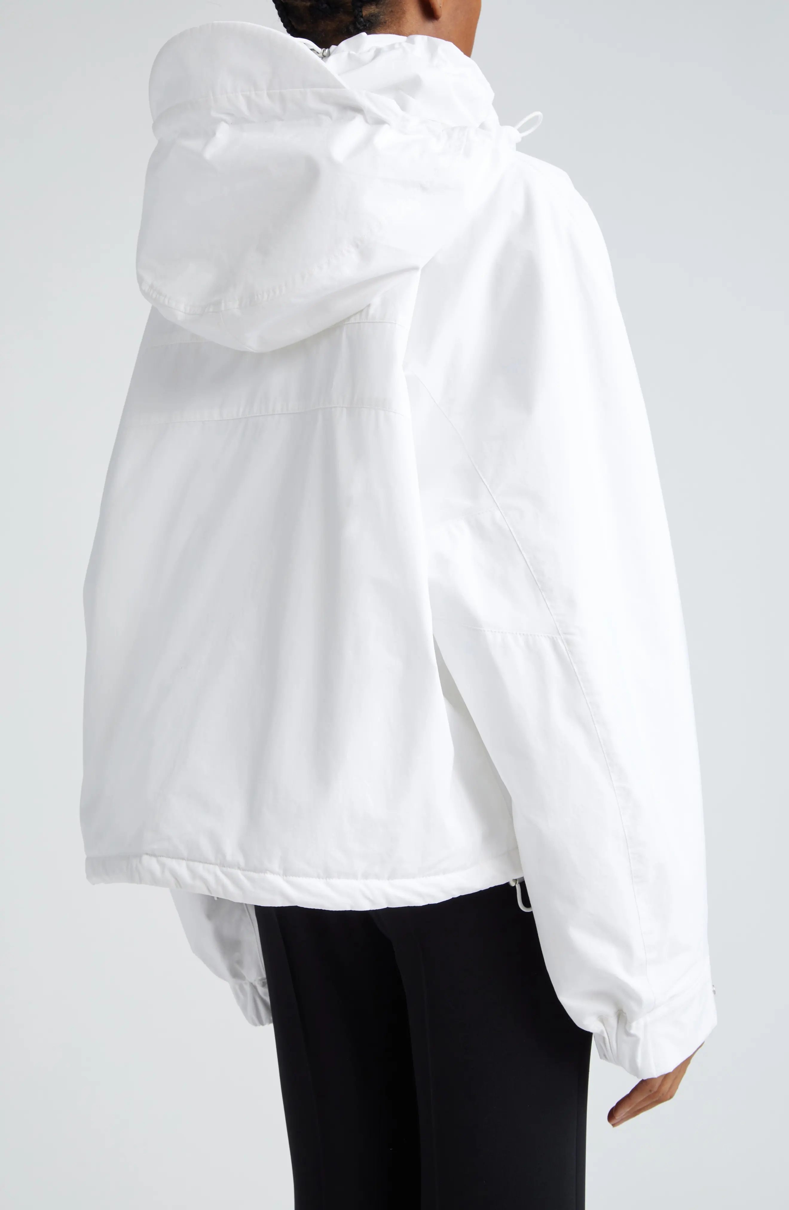 Hooded Oversize Cotton Crop Jacket - 3