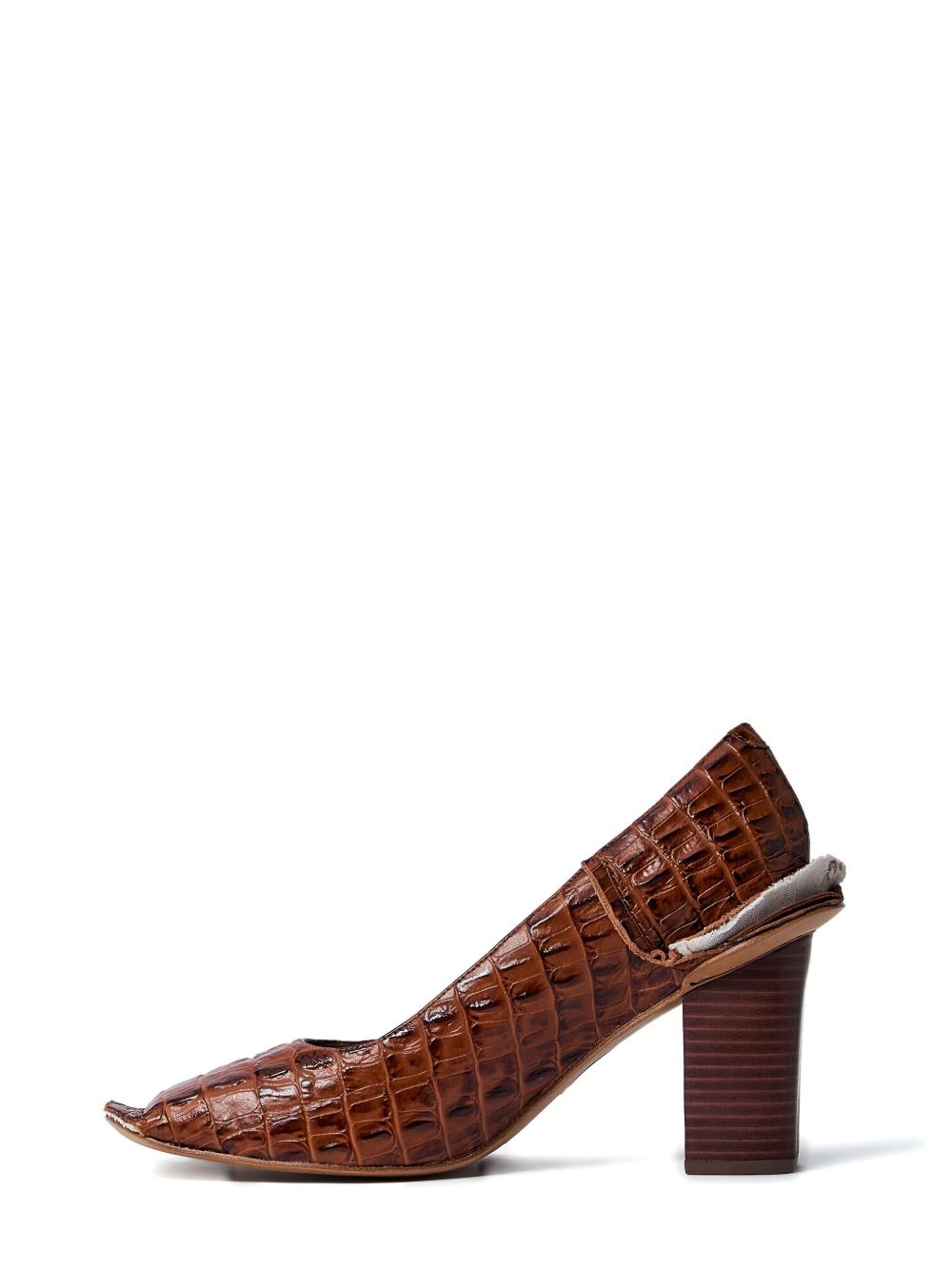 65mm crocodile-embossed block-heel pumps - 3