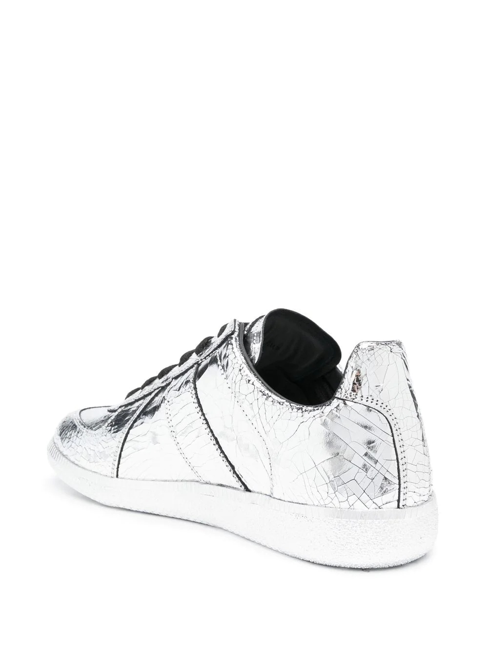 metallic leather low-top sneakers - 3
