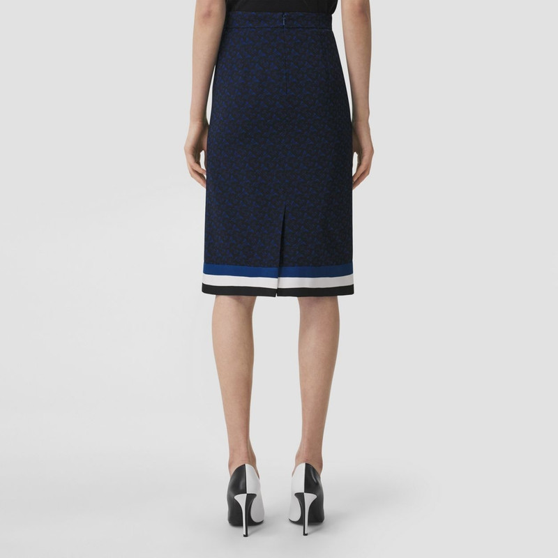 Monogram Print Wool Blend Skirt 4