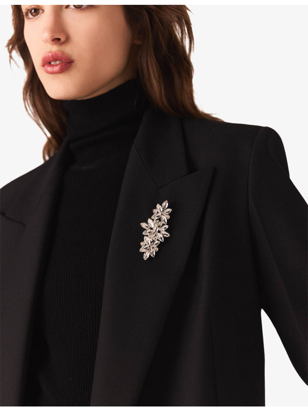 Removable-Brooch Double-Breasted Stretch Wool-Blend Blazer - 5