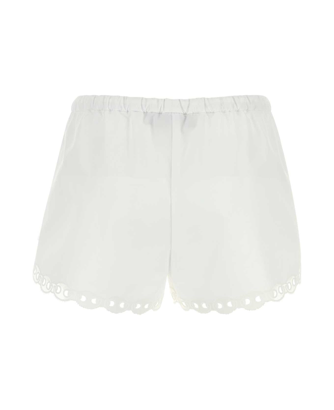 White Poplin Shorts - 2