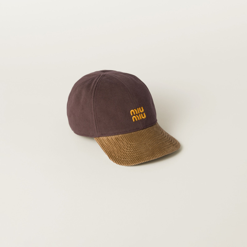 Denim and corduroy baseball cap 1