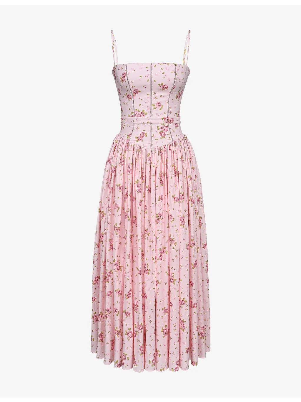 Ysabella Floral-Print Stretch-Cotton Midi Dress - 1