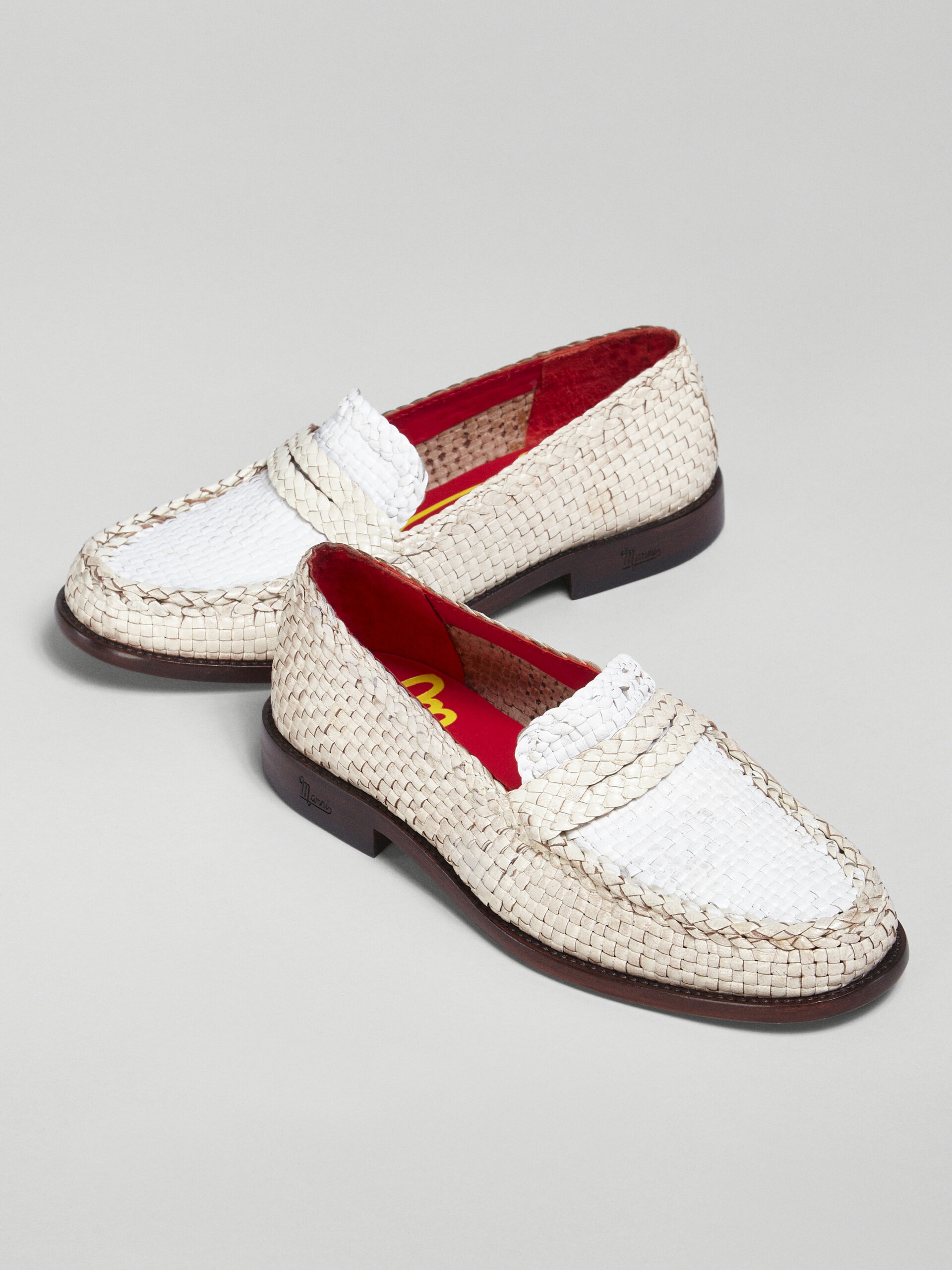 WHITE WOVEN LEATHER MOCCASIN - 5
