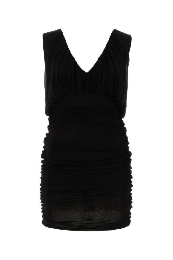 Saint Laurent Woman Black Cupro Mini Dress - 1
