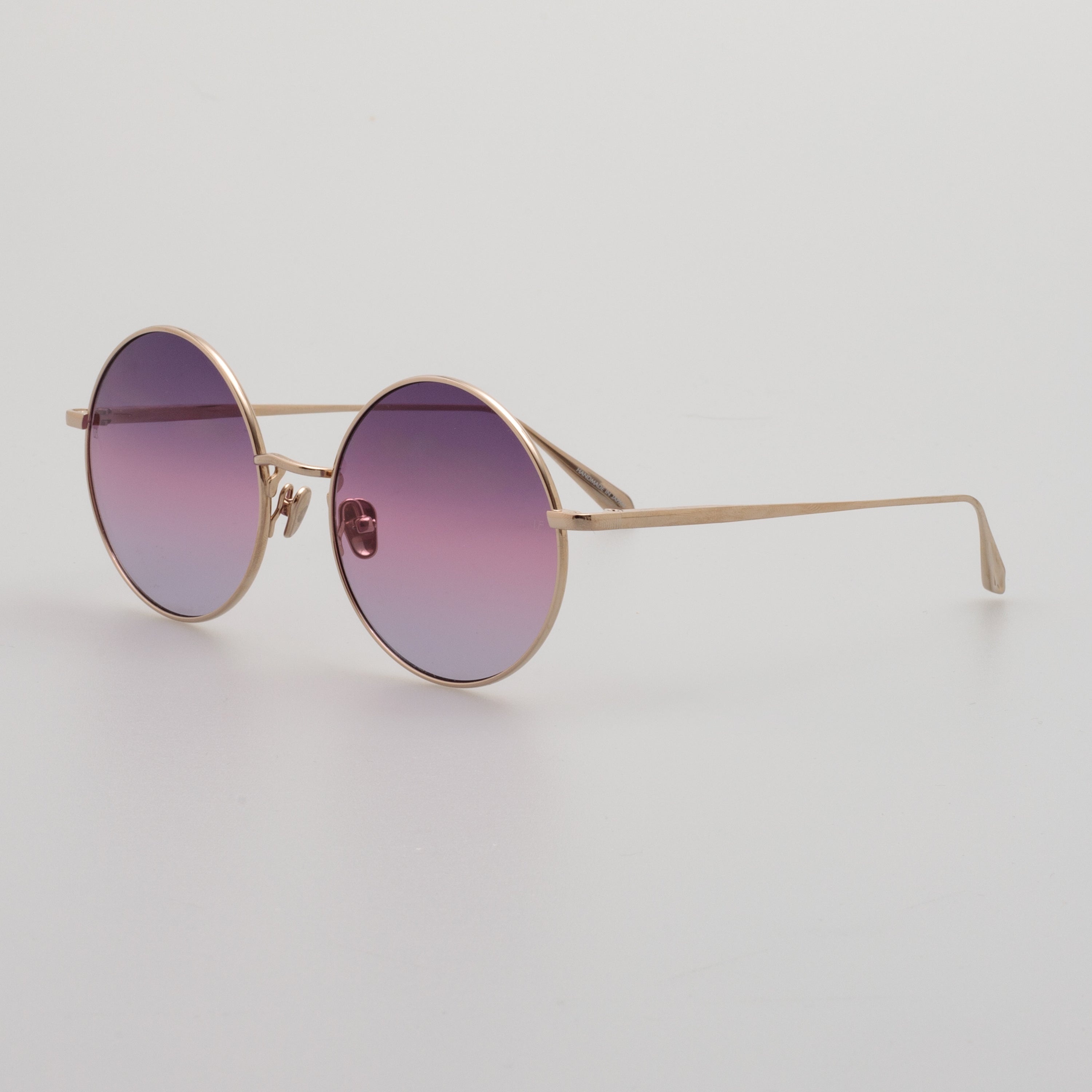 Bea Round Sunglasses in Light Gold and Purple - 3