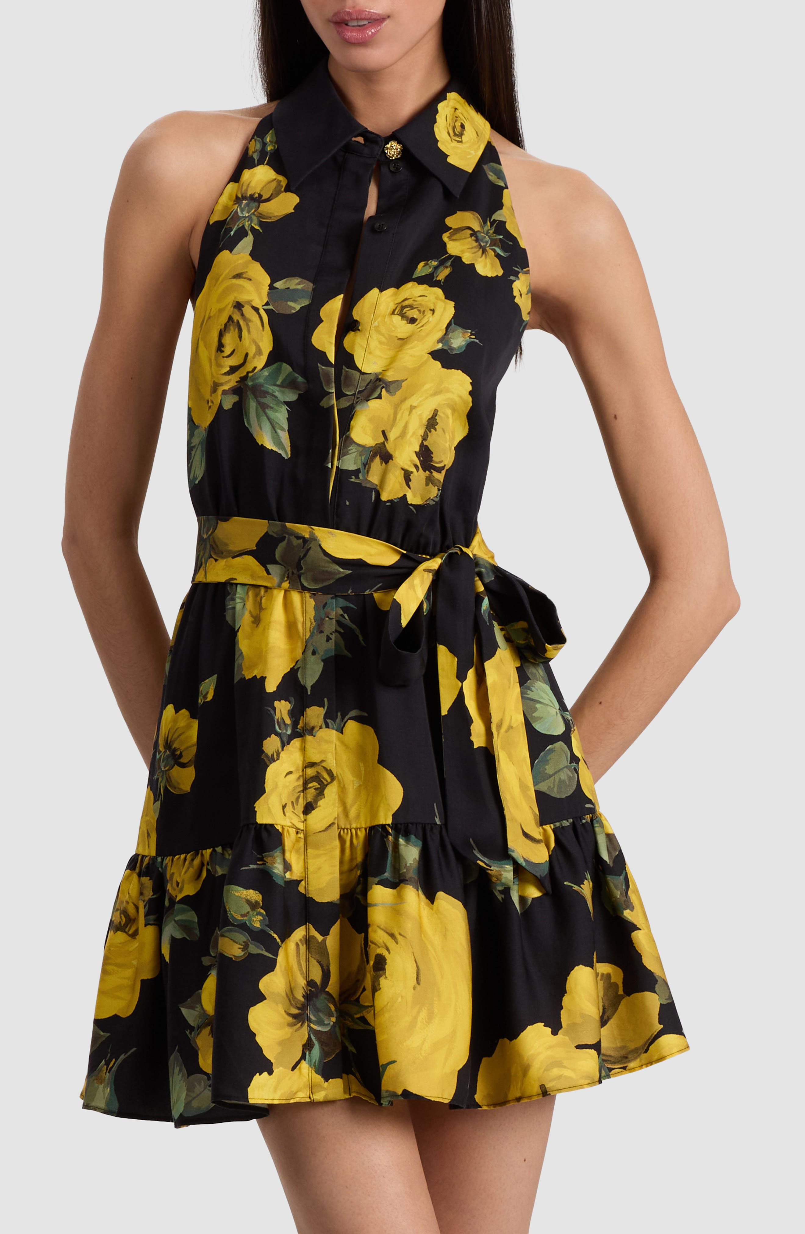 Alice + Olivia Miranda Floral Tiered Minidress in Rosehips at Nordstrom - 4