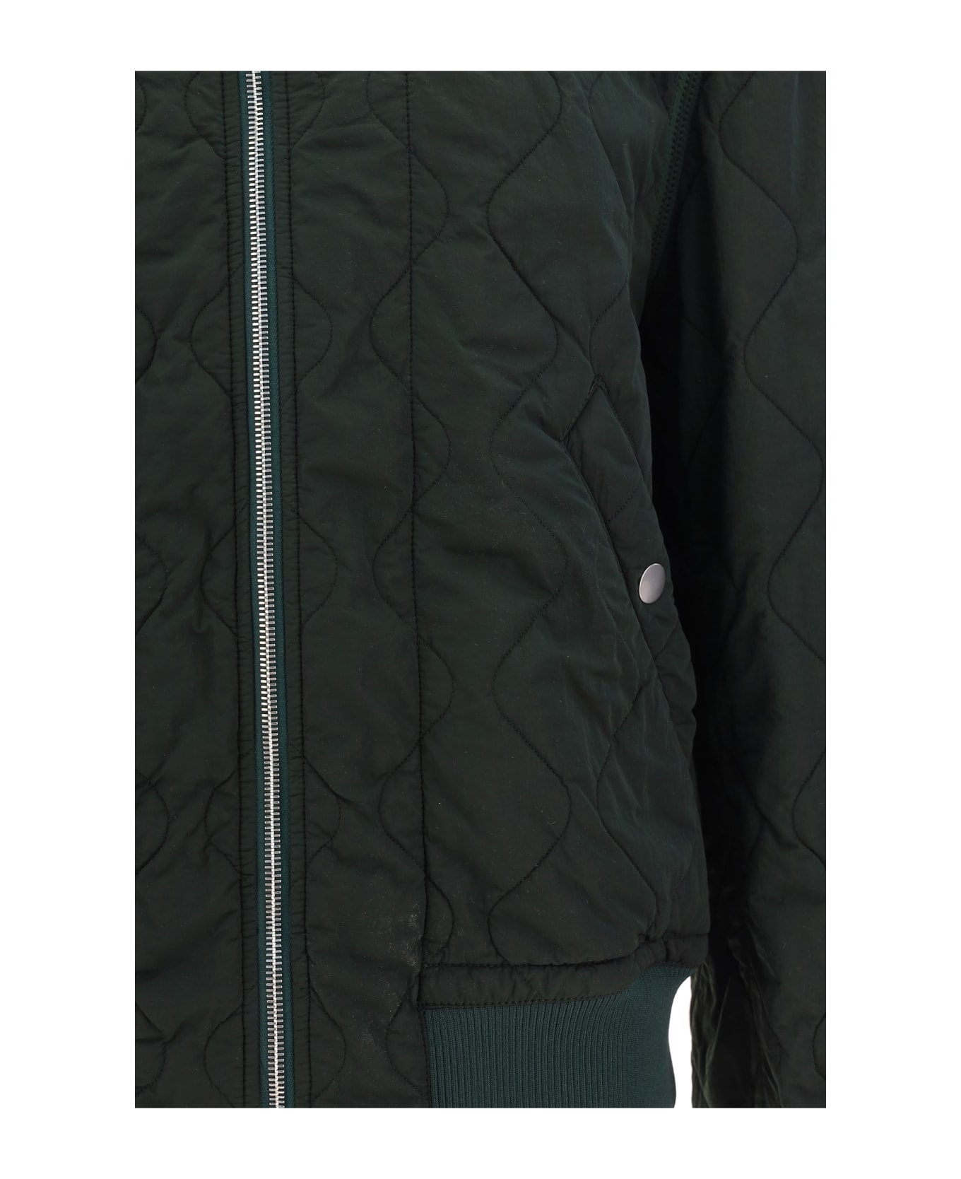 Long Sleeved Quilted Zip-up Bomber Jacket - 3