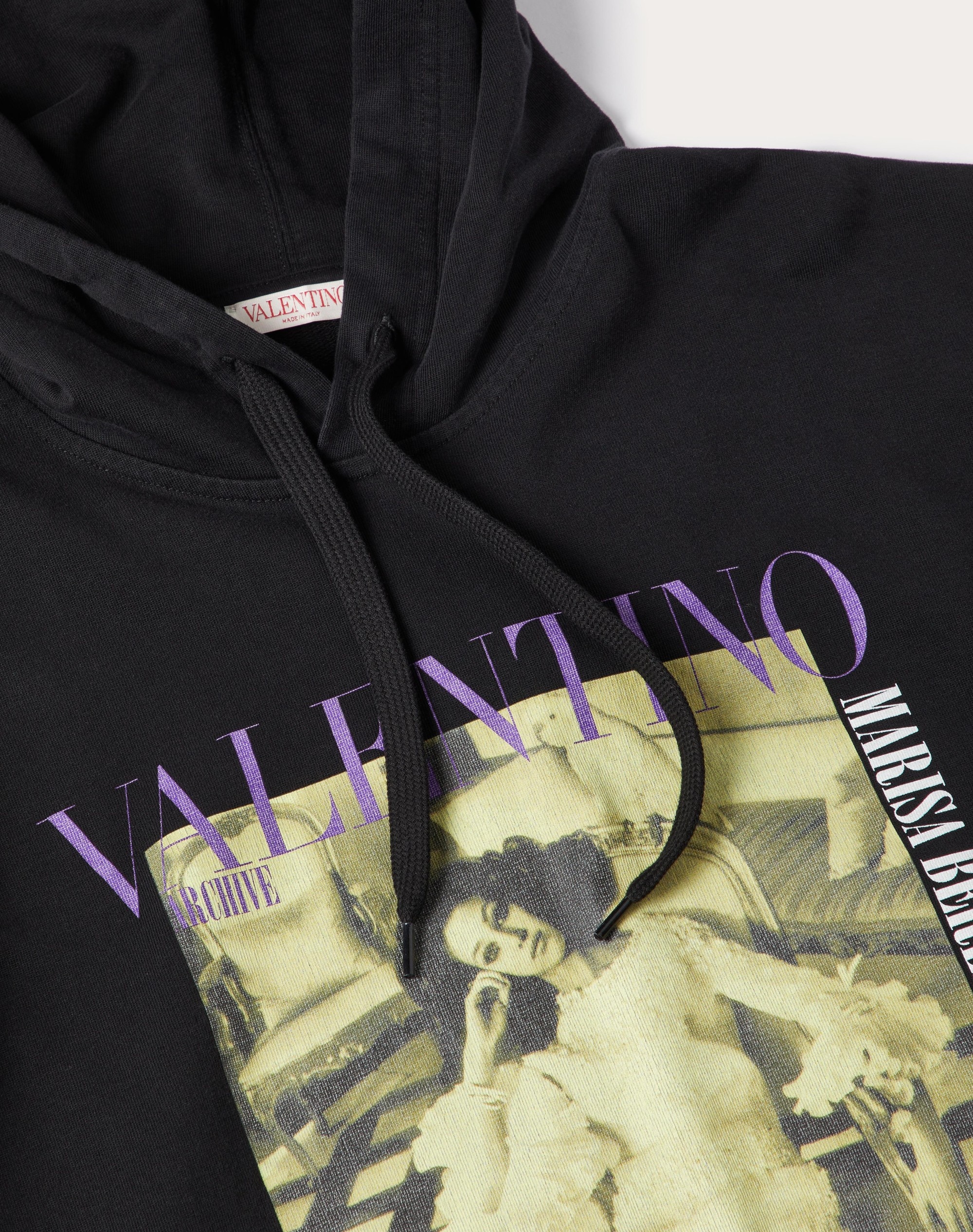 HOODED COTTON SWEATSHIRT WITH VALENTINO ARCHIVE 1968 PRINT - 3